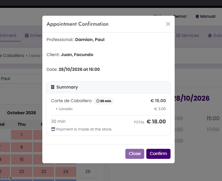 Confirm appointment