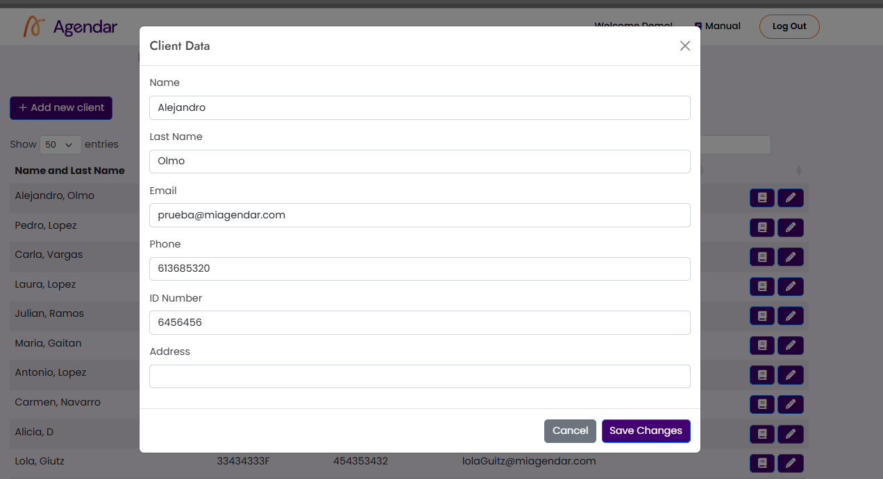 Edit client