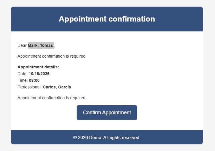 Confirmation email