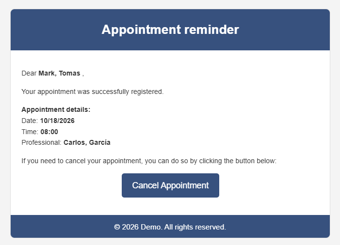 Reminder email